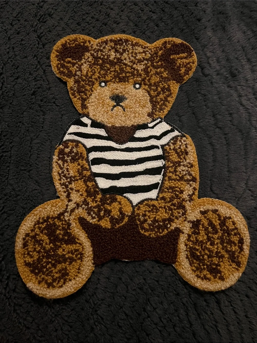 (1) Brown Teddy Bear Shag - Plush Iron-On patch